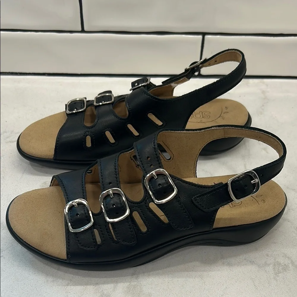 SAS Women's Mystic Black Sandals Size 6.5 N